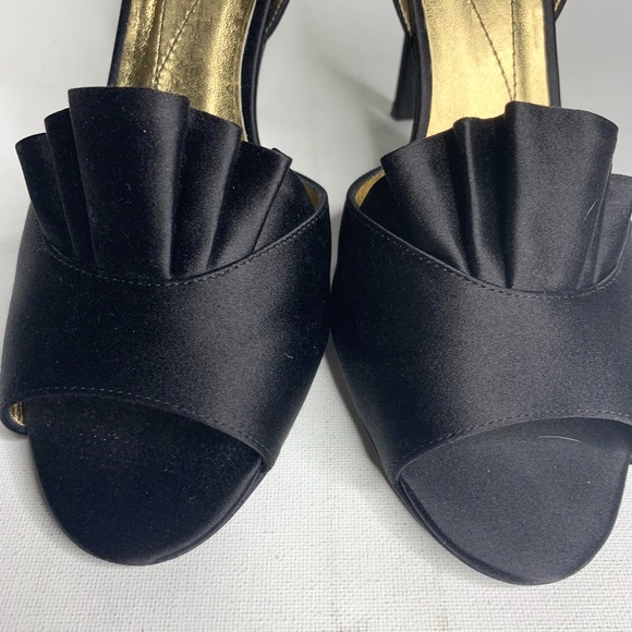 Kate Spade Chrisette Black Satin Open Toe Formal Heels - Size 8.5 - Picture 6 of 8